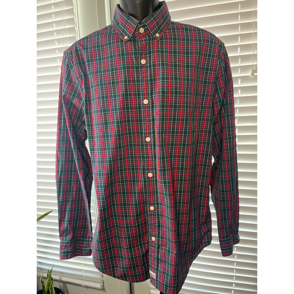 Vineyard Vines Murray Shirt Red Green Navy Plaid Stretch Button Down Mens M